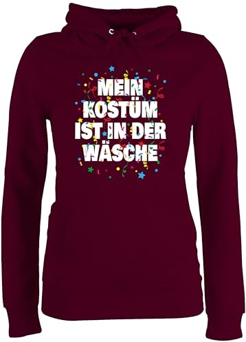 Shirtracer Pullover Damen Hoodie Frauen - Karneval & Fasching - Mein Kostüm ist in der Wäsche Konfetti I Fastnacht I Fasnacht I Fasnet - S - Burgundrot - karnevalspullover Faschings wäsche￼ Pulli