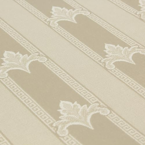 Stoff Meterware Imperio Mischgewebe - 1 Meter, Blumen, Blüten, Streifen, Edel, Elegant, Vorhänge, Deko, Heimtextilien, Accessoires, Frankreich, französisch, Lilie, Adel, Kissen, Tischdecke (Beige)