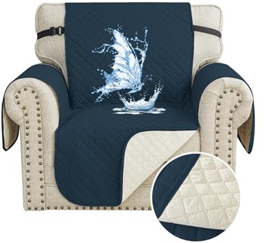 CYCMACO Wasserdicht Sofa Überzug 1 Sitzer, Sesselhusse Haustier Katze Hunde, Sofaschoner rutschfest, Universal Couchüberzug Waschbar, Sofa Covers Mit Armlehnen, Berliner Blau