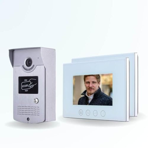 BT Security Portier interphone vidéo Cards 4 Fils - 2 écrans Blancs 7 - avec mémoire Photos - avec Lecteur de Badge