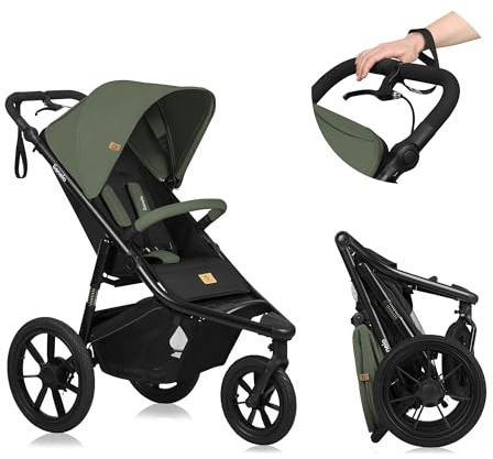Lionelo Azura Kinderbuggy mit Luftreifen – hohe Federung, stufenlos verstellbare Liegeposition, XXL-Verdeck UPF50+, 5-Punkt-Magnetgurte, kompakt faltbar, inkl. Regenfolie – ab 6 Monaten bis 22 kg