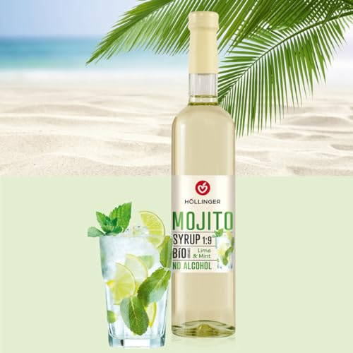 Höllinger Bio Cocktailsirup Mojito - Vegan, 3x500ml Glas Flasche - alkoholfreier Cocktail