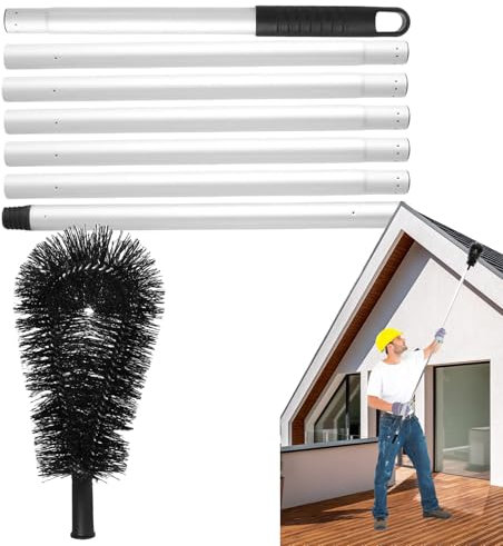 Gutter Brush with Extension | Multipurpose Cleaner Tool for Roof,Space-Saving Roof Cleaning Tool, Portable Cleaner Brush for Removes Roof Branches, Debris