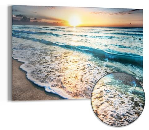 DEQORI Metall Magnettafel | 60x40 cm cm groß | Motiv Küste im Morgenlicht | Whiteboard für alle Magnete | Magnetboard Wand-Tafel für Küche & Büro | Design Magnetwand Pinnwand magnetisch
