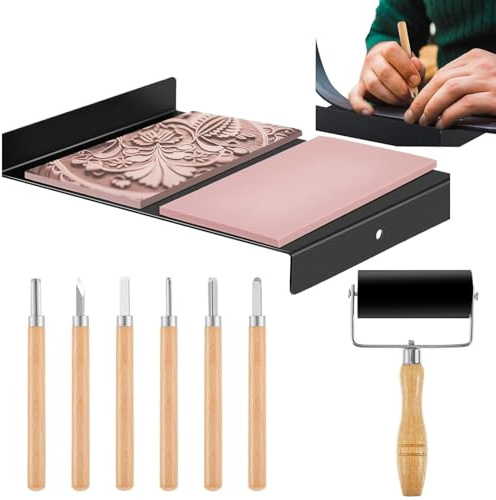 Linoleum-Schnitzwerkzeuge, Holzschnitt-Druckset, Holzschneider-Set | Linolschnitt-Werkzeuge mit Tintenroller, Blockdruck- für Gravurliebhaber, Anfänger und Kunststudenten