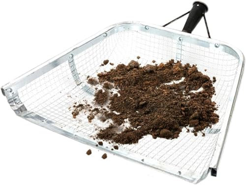 Tamis de jardin pour terre, tamis à céréales, pelle à tamis robuste en acier inoxydable avec poignée antidérapante | Tamis portable et ergonomique, outil de collecte de la terre pour tamiser la terre,