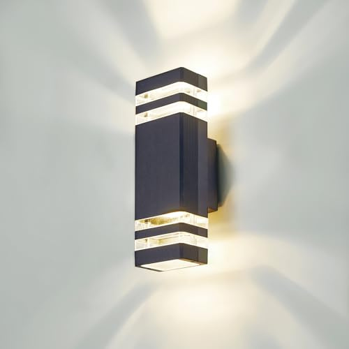 CELAVY LED Wandleuchte Wandlampe aussen, 4000K GU10 Außenlampe Aussenlampe Wand, IP65 Up Down Außenleuchte Aussenleuchte Hauswand, Außenwandleuchte Außenbeleuchtung Terrasse Haus, Anthrazit Grau