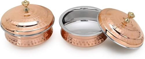 Royal Kurta Dishes Indian Sentence 2 Kupfer-Servierschalen mit Deckel Terrinen