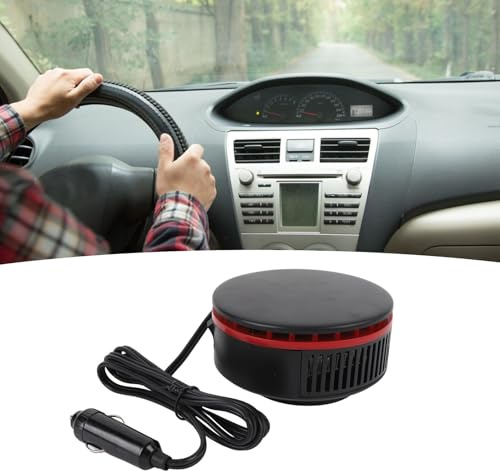 Autoheizung, 12 V, um 360 ° Drehbar, Scheibenentfroster, Entnebelungsgerät, Schnell Aufheizender Entfroster für das Fahren (Schwarz Rot)