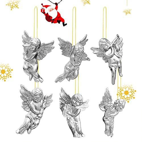 Adornos de muñeca de ángel, Juego de Adornos para árbol de Navidad, Decoraciones de ángeles para árbol de Navidad, Colgantes de ángel Dorado/Plateado para Fiestas de Navidad
