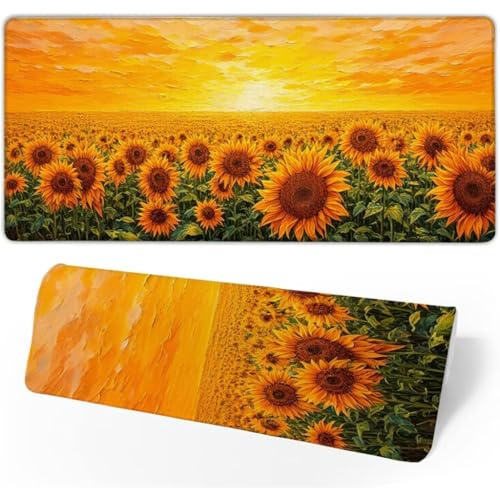 Gaming Mouse Pad Sunrise Mouse Mat,600x300x3mm Large Desk Mat Sunflower Mousepad,Waterproof Surface and Anti-Slip Rubber Base keyboard mat,Improved Precision and Speed,Desk Accessories for Men JC-104