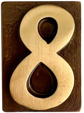 L'ARTISTICA F.LLI PERINCIOLI | Numeri Civici in Ottone, Numero Civico in Ottone Applicabile su Piastra o Parete Adatto per Case, Numero 8, 8x6cm