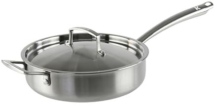 KAMBERG - Padella Ø28 cm in acciaio inox 18/10 triply - Senza PFAS - Coperchio incluso - Tutti i piani cottura inclusi induzione e forno - 0008279, grigio