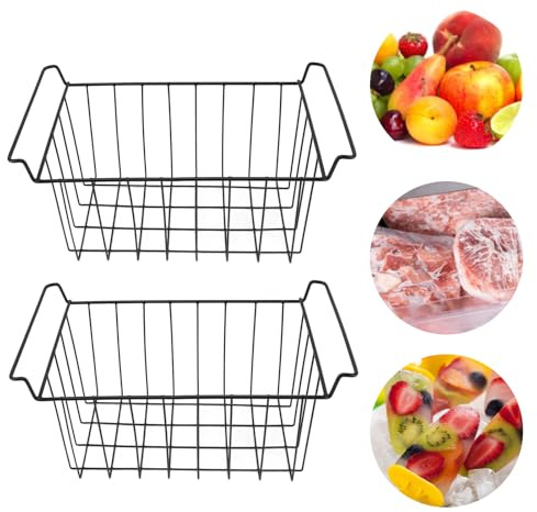 HAOHIZE Gefrierkörbe für Gefriertruhen, Gefrierschrank-Organizer, 2er-Pack, verstellbare hängende Tiefkühltruhen-Organizer, Gefrierdraht-Aufbewahrungskorb für Kühlschrankregale (48,5 * 24,5 * 20 cm)