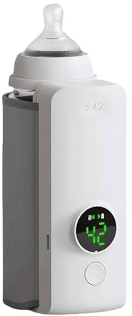 Tragbarer Flaschen Wärmer, Schneller Baby Milch Wärmer, Reise Flaschen Wärmer mit Temperatur Anzeige, 2-5Min Schnelle Heizung, 48H Warm Halten, 6000mAh Leistung, für Reisen