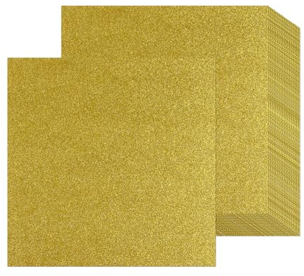 12 Blatt goldenes Glitzer-Kartonpapier, 30 x 30 cm, dickes Glitzer-Bastelpapier, 250 g/m², glitzernder Karton für Scrapbooking, Bastelarbeiten, Grußkarten, Hochzeit, Geburtstag, Party-Dekoration (Gold