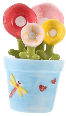 FONDOTIN Cucchiaini Dosatori in Ceramica Forma Di Fiore Supporto Per Cucchiaini Dosatori Cucchiaino Da Caffè Cucchiaino Per Zucchero Polvere Strumento Di Misurazione Da Cucina