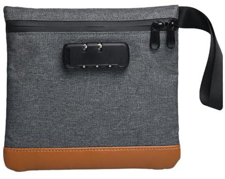 Odour-Proof Bag Safe Bag Portable Safe Waterproof Bag with Lock Odour-Proof Wallet Bag with Combination Lock Document Bag Money Box Lockable Box with Handle for Travel Storage (7.9 x 7.4 Inch, Grey)
