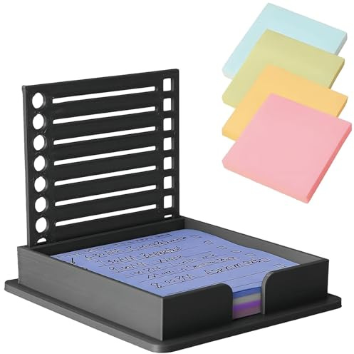 Note Template Storage Box with Four Color Sticky Notes,Sticky Note Stencil Post It Note Stencil Sticky Notes Tabs for Desk Office Home School Accessories