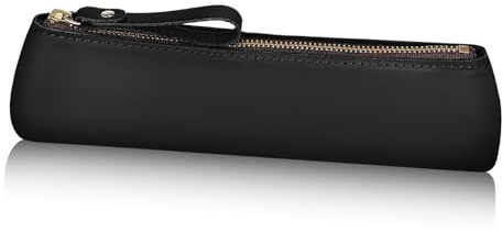 Sewroro Federmäppchen Aus Leder Schwarz Schlanke Stiftetasche Mit Reißverschluss Kleines Vintage Stifteetui Für Reisen Und Schreibwaren Geschenk Für Freunde Und Familie