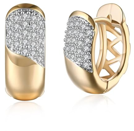 Tolldek Orecchini da donna vintage in oro giallo 9 carati 375, con diamanti cavi, orecchini in oro 9 K, stile Liberty