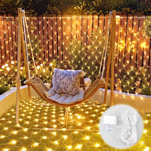 XiXiRan Catena luminosa a rete, catena luminosa, 2 x 2 m,rete a LED, 8 modalità di lampeggiamento, illuminazione natalizia per esterni, Fairy Lights per esterni