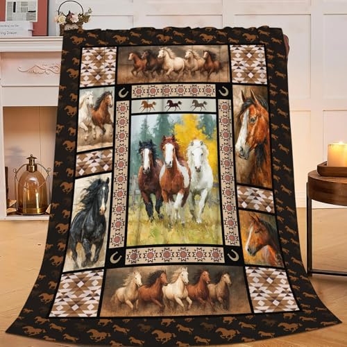 Horse Throw Blanket Horse Stuff Gifts for Kids Girls Boys Adults Women Men Soft Cozy Warm Plush Fluffy Fuzzy Fleece Blanket Decor 40''X50''