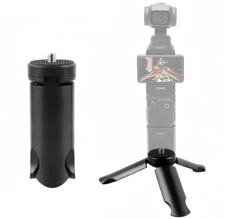JYNVO Mini Trípode Portátil para Cámara DJI Osmo Pocket 3 y 2, Soporte para Trípode de Sobremesa y Palo de Selfie, Negro