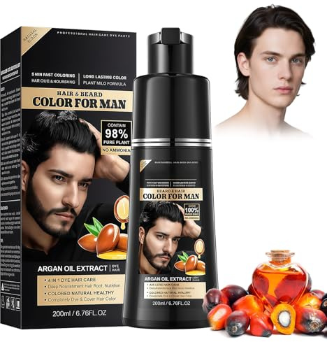 Shampoing Colorant Végétal Noir, Couvre Efficacement les Cheveux Blancs, Coloration Semi-Permanente Naturelle pour Hommes et Femmes, Application Facile & Résultat Immédiat