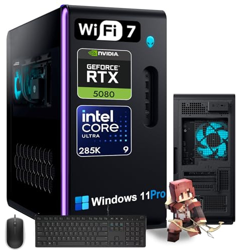 Alienware Aurora R16 Gaming Desktop - Intel 24-core Ultra-9 285K (fino a 5,7 GHz), RTX 5080 16 GB GDDR7, NPU AI, Wi-Fi 7, Win 11 Pro, AlienFX Liquid Cooling, con tastiera e mouse (64 GB DDR5 RAM, 4 TB