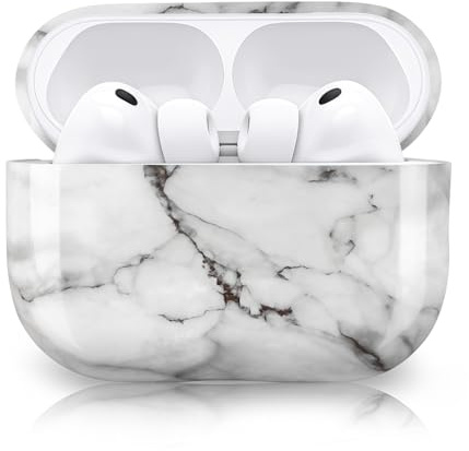 Newseego für Airpods Pro 3 Hülle Marmor Muster, Weiß | Harte PC Schutzhülle, Ästhetisch Süßes Design, für Frauen Mädchen, Dünn, Vollschutz, Stoßfest, Kratzfeste