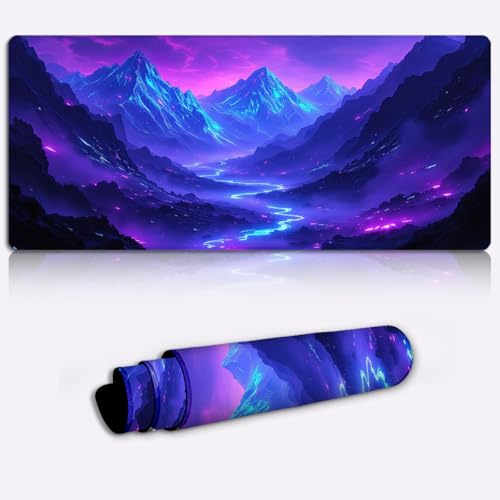 neon mountain valley Mouse Mat Extended for Gamers, Non-Slip Base Office Home Novelty Printed Desk Accessory Large Laptop Desktop Printed Art Ergonomic 600 * 350 * 4mm