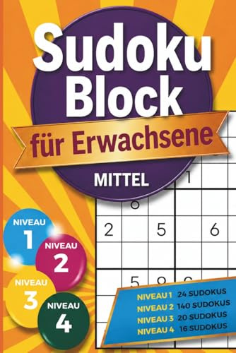 Sudoku Block für Erwachsene: 200 Großdruck Rätsel - Einfach bis sehr schwer - Mit Lösungen