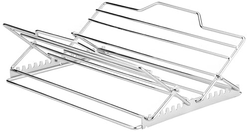 Vestamore Grille à rôtir compacte pliable en acier inoxydable V pour la cuisson au four et les grillades, avec poignées, poulet, viande, légumes, rôtis barbecue