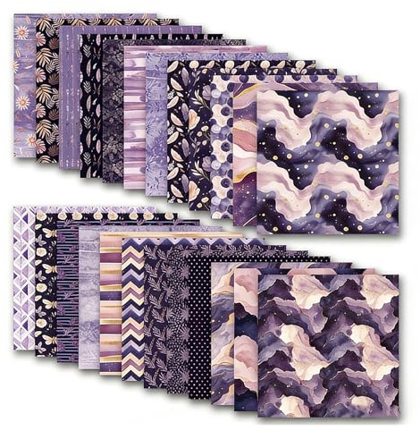 Doppelseitiges Bastelpapier, 30x30cm Scrapbook Papier 24 Blatt/12 Designs Doppelseitiges Bastelpapier, Dekorpapier Decoupage Papier Block für DIY Alben Bullet Journals Süße Geschenke (PAD2096)