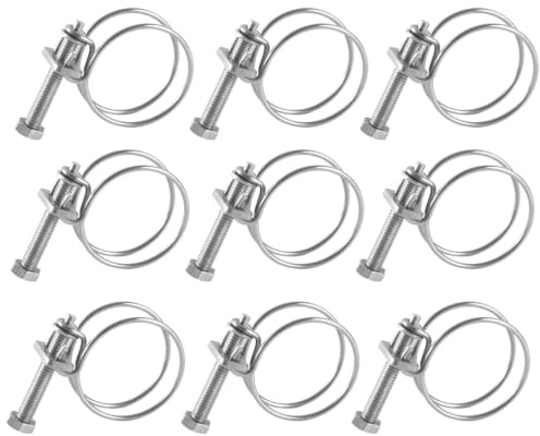 Gipnva 10Pcs 36-40mm Double Wire Hose Clips, Stainless Steel Pond Hose Clamps, Adjustable Plumbing Pipe Tube Fastener for Home and Industrial Use