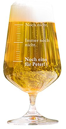 AMAVEL Bierglas mit Gravur, Maßeinheiten, Noch eins, Personalisiert mit Namen, Pilstulpe, Füllmenge: 0,4 l
