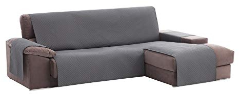 textil-home Funda Sofá Chaise Long Adele, Protector Cubre Chaise Longue Acolchado Universal Brazo Derecho 240cm. Color Gris, Protección contra Manchas y Desgaste.
