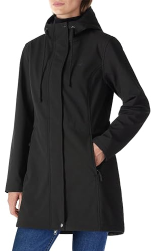 Outdoor Ventures Women's Lightweight Waterproof Fleece Lined Hooded Softshell Rain Jacket, Warm Windbreaker Long Coat