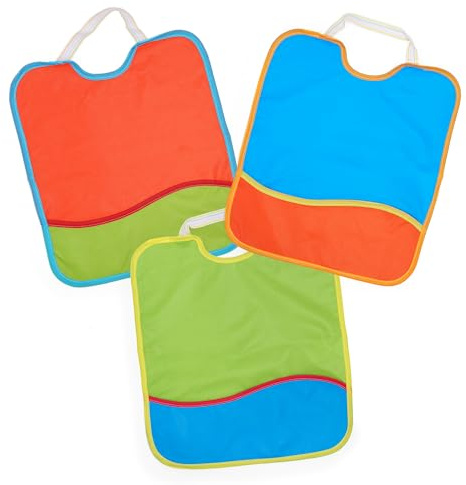 Titin 3 Pack wasserdichten Babylätzchen, 28x32 cm | Lätzchen mit elastischem Verschluss für Babys ab 12 Monaten