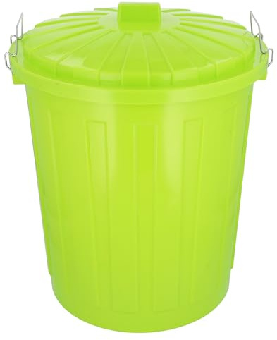 HRB Maxitonne 50 Liter grün, Tonne aus stabilem Hartplastik, abnehmbarer Deckel mit Verschlüssen, geeignet für Wäsche, Spielzeug oder als Mülleimer Küche