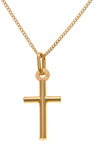 Alexander Castle Klein Schlicht Solide 9ct 375 Gold Kreuz Halskette für Frauen & Kinder - Kreuz Kette Damen 18 9ct 375 Gold Kette & Schmuck Geschenk-Box