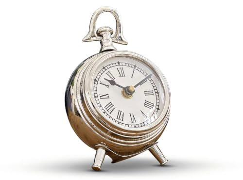 Loberon Uhr Coraten, Silber | Echte Handarbeit, Zeitloser Vintage-Look, Römisches Ziffernblatt, Feiner Glanz, Zeitmesser, Wohn-Accessoire, Aluminium, Glas