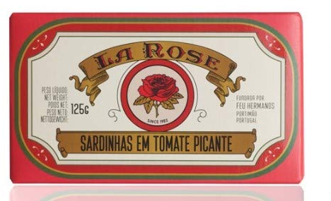 La Rose - Sardinas de tomate con picante - Producto picante / gourmet de Portugal - Paquete de 5 x 120 gr
