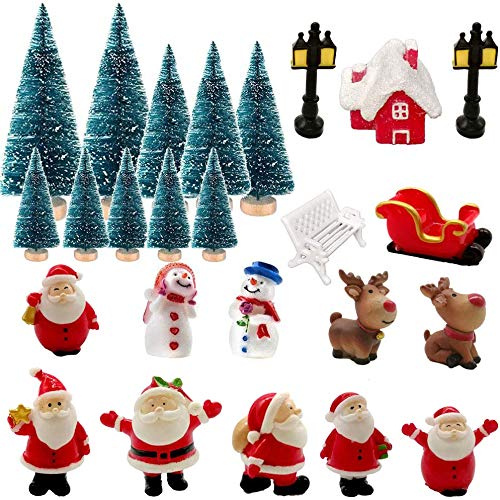 Adornos Navideños Mini: Figuritas de Navidad, Resina, Casa de Jardín, Hada, Paisaje Navideño, Arbol de Navidad, Papa Noel, Muñeco de Nieve, Alce, Carro, DIY, Ornamentos Mesa