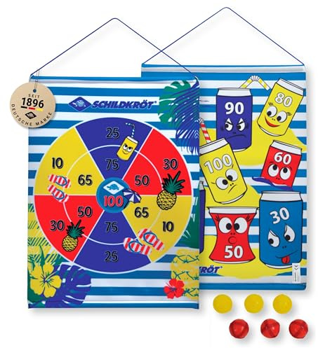Schildkröt® Roll-Up Dart Set, 1 rullbar kardborreband, tryckt på båda sidor med olika målfält, 2 x 3 kardborrbollar för 2 spelare, 970143