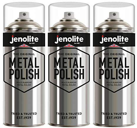 Jenolite Metallpolitur-Aerosol, Polierschaum in Industriequalität, geeignet für Messing, Kupfer, Chrom, Edelstahl und Zinn, 3 x 400 ml, 3 Stück