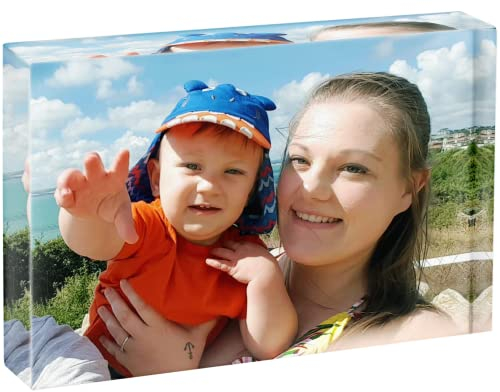 Personalised Photo Frame Acrylic Block - Mini 8x6cm Landscape 3D Crystal Photo, Custom Paper Weight, Glass Photo Block - Customised With Your Own Picture