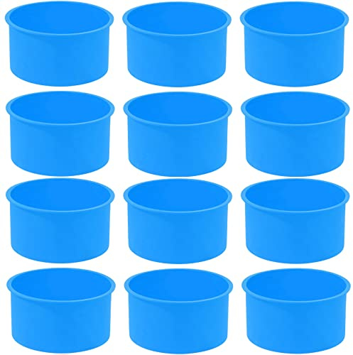 mifengda 12pcs Silicone Cake Mold Baking Round Cake Molds 4 Inch Non-Stick Baking Pan Kitchen Silicone Cake Molds for Baking (Blue, 4inch)
