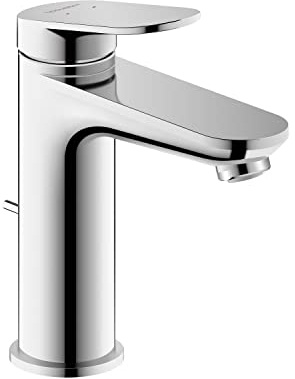 Duravit Wave Waschtischarmatur, Größe M (Auslauf Höhe 111 mm), Wasserhahn Bad mit Zugstangen-Ablaufgarnitur, Armatur Waschbecken, Chrom